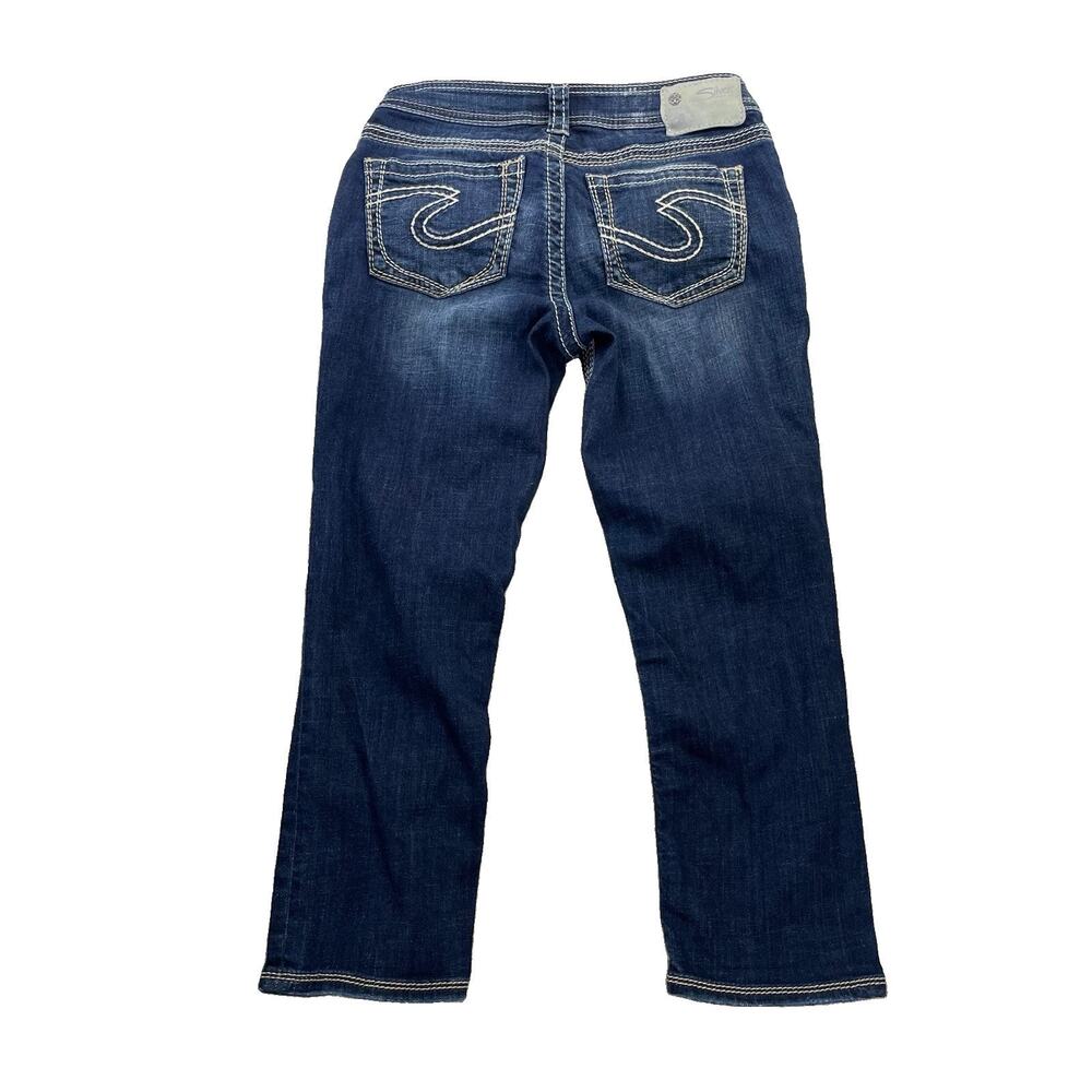 Silver Jeans Women 28 Blue Aiko Capri Denim Dark Wash 22 Inseam Stretch 16-27